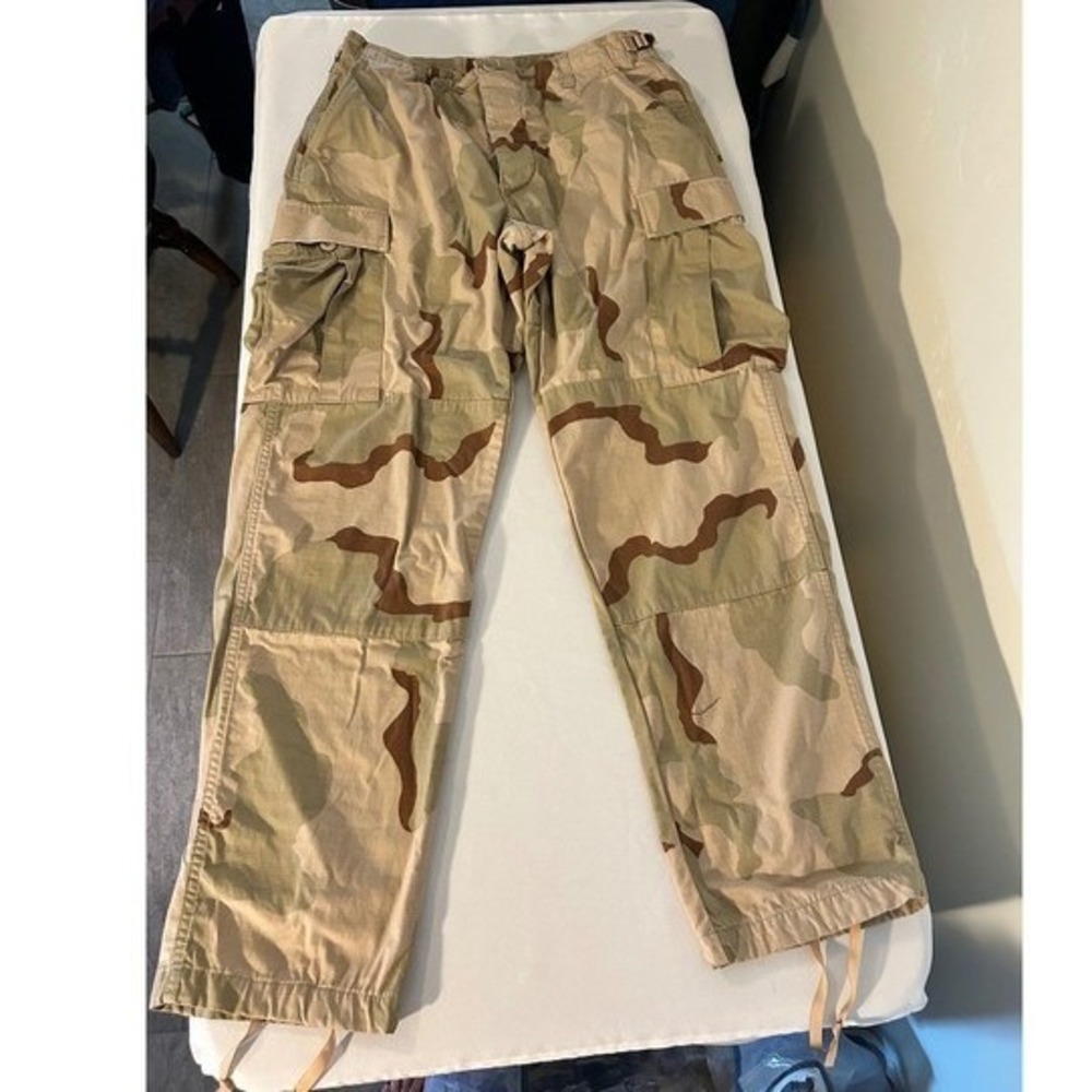 Military Issue 3 Color Desert Camo Cargo Pants BDU Ripstop Medium Regular Mens